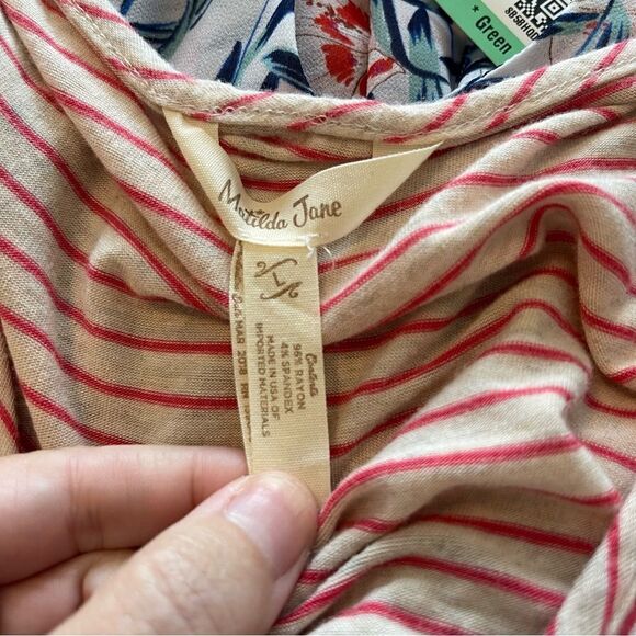 Matilda Jane Womans Camp Take The Wheel V Neck Striped Tank Shirt Top Large - Picture 3 of 3